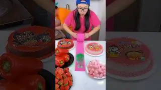 Buldak Ramen Red foods vs pink foods ice cream challenge!🍨 