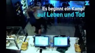Starbucks-Räuber von Gast verprügelt