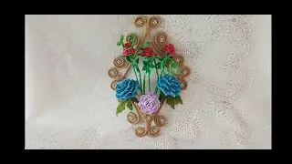 Cum am realizat o decoratiune cu sfoara si trandafiri