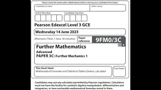 Pearson Edexcel Further Mechanics 1 2023 A level further maths