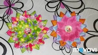 Яркие бантики из репсовых лент Канзаши.