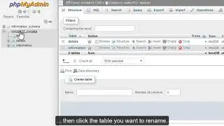 phpMyAdmin Tools - Rename a Table