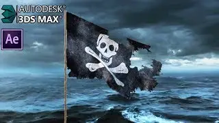 Simulation Pirate Flag in 3DS Max! Easy Tutorial! Cloth modifier! After Effects Composing!