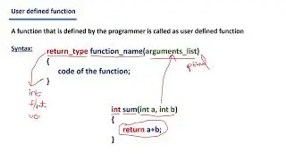 User defined function || Definition || Syntax || Discussing return type of function