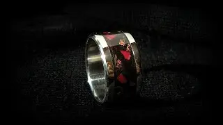 Кольцо ручной работы с карбоном и медью | Omega-41