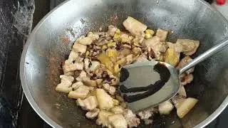 masak sayur tumis sawi + daging babi