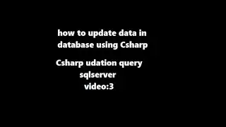 Update Record in DataBase in Csharp | Update Query