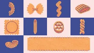 pasta illustration process: digital drawing with procreate rise graph brushes. food illustration art