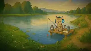 🐾 Cat Fishing by the Dock | Relaxing Acoustic Guitar for Study & Chill