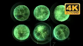 [4K] Six Green Globes with Varying Brightness 🔋 Scanner Animation