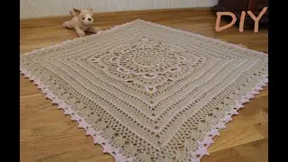 КОВЕР КРЮЧКОМ вязание мастер класс ЧАСТЬ 2 how to crochet a square rug