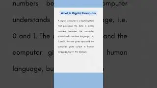 What is Digital Computer | Computer Fundamentals |