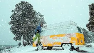 Camping in Frozen Rain And Heavy Snow - Winter Van Camping
