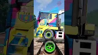 Football Team Chained Trucks vs Spinning Wheel #shorts #beamng #beamngdrive #beamngcrashes #trucksvs