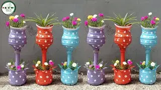 Ideas to recycle plastic bottles to make beautiful two-tiered flower pots | ETW Ideas