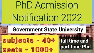 PhD Admission Notification 2022/ Admission in PhD/ DBRAU/ UP/ STATE UNIVERSITY 