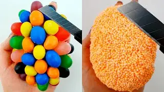 Soap Carving ASMR - M&M's & Squishy Glitter Foam and Soap - Relaxing Soap Sounds ASMR(no talking)P52
