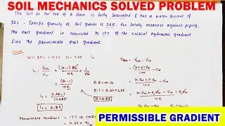 Numerical on Soil mechanics | permissible exit gradient | critical hydraulic gradient 
