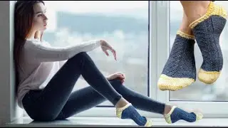 Короткие носочки спицами. Быстро и просто.