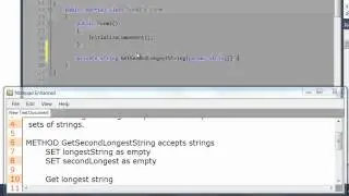 Get second longest string in array C#/Psuedo