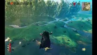 Valheim: feather caping out of a tree