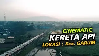 Pemandangan alam jalur kereta api Kec Garum  - Stock Video Footage Drone Aerial