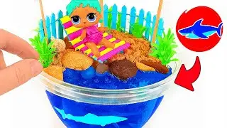 DIY LOL DOLL BEACH, miniature Tree House, and Ice Skating rink