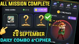 Hamster Kombat Daily Combo & Daily Cipher 20 September Today | All Mission Hamster Kombat Complete