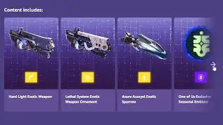 FREE Destiny 2 EXOTIC LOOT - Amazon Prime Gaming Loot - Hard Light Exotic Bundle Drop