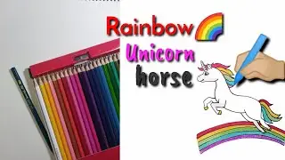 Easy rainbow unicorn horse drawing #pencilsketch #drawingtutorial #cartoons #easytodraw #howtodraw