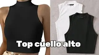 DIY TOP CUELLO ALTO SIN MANGAS/COMO HACER UN CROP TOP CUELLO TORTUGA🐢 (TUTORIAL)