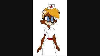 Nurse Loulabelle (I.M. Weasel) as a anthro weasel Vivziepop style