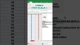 t-test in Microsoft Excel #shorts #viralshort #statistics #1million