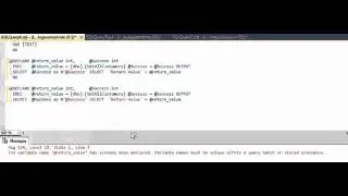 MSSQL  - The variable name @return value has already been declared Variable names must