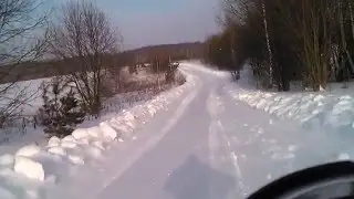 Зимняя прогулка на мотоцикле Ява 634 по зимнему лесу