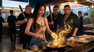 Thugs harass beautiful noodle stall owner,not expect she's Kungfu master,break Gang 1punch!