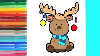 Как нарисовать оленя. Рождественский олень.How to draw a CHRISTMAS DEER