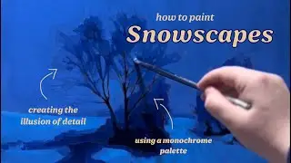 How To Paint a Snowy Nighttime Landscape ❄️ (for all experience levels) #relaxing #arttutorial