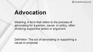 Advocation Meaning