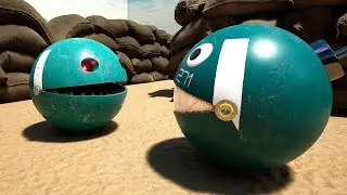 Pacman vs Excavator Robot and Spiky Drill Robot – Can He Break Free from the Steel Trap Ahead