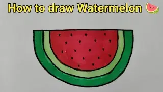 Easy watermelon 🍉 drawing for kids #drawing #draw #art #kidslearning #easydrawing