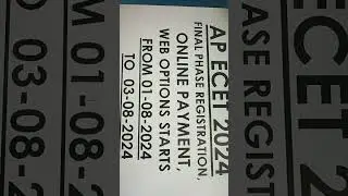 #AP #ECETLATESTNEWS #APECETFINALPHASEWEBOPTIONSREGISTRATION FEES PAYMENT COUNCELLING 2024 START