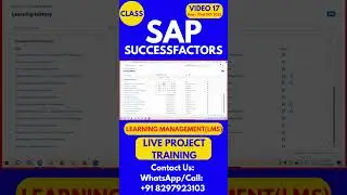 SAP SuccessFactors LMS Training Online Tutorial Class 17 23rd OCT 2025 