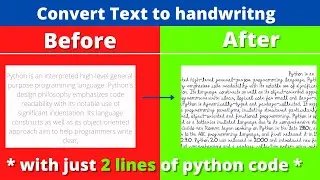 Convert text to handwriting using python | in 2 lines of code 