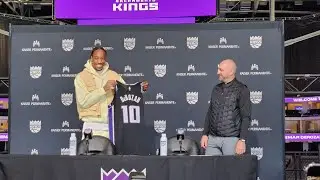 DeMar DeRozan having his intro press conference in Sacramento.