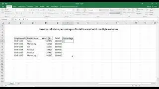 How to calculate percentage of total in excel with multiple columns
