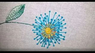 Вышивка цветка методом узелков / Embroidery of a flower by the method of knots