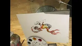 Ink biomorphic form with pen