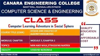 VTU DAA (18CS42) DESIGN AND ANALYSIS OF ALGORITHMS MIN MAX STRASSEN DIVIDE AND CONQUER(M2 L2)