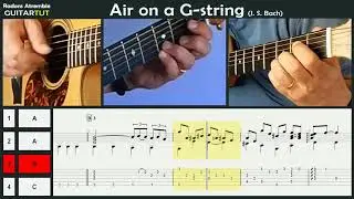 Air On The G String (J. S. Bach) - Guitar Tutorial Slow Played Tabs & Score